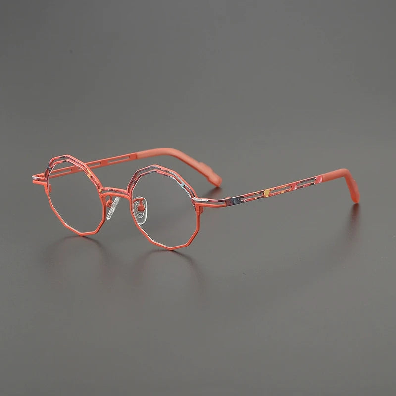 Gatenac Women's Full Rim Polygon Round Titanium Eyeglasses G85888