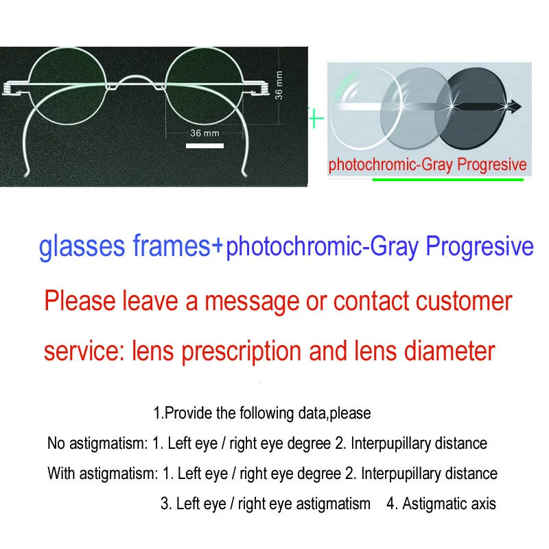 Yujo Unisex Full Rim Round Stainless Steel Custom Eyeglasses Y4042 Full Rim Yujo Progressive G36 CHINA