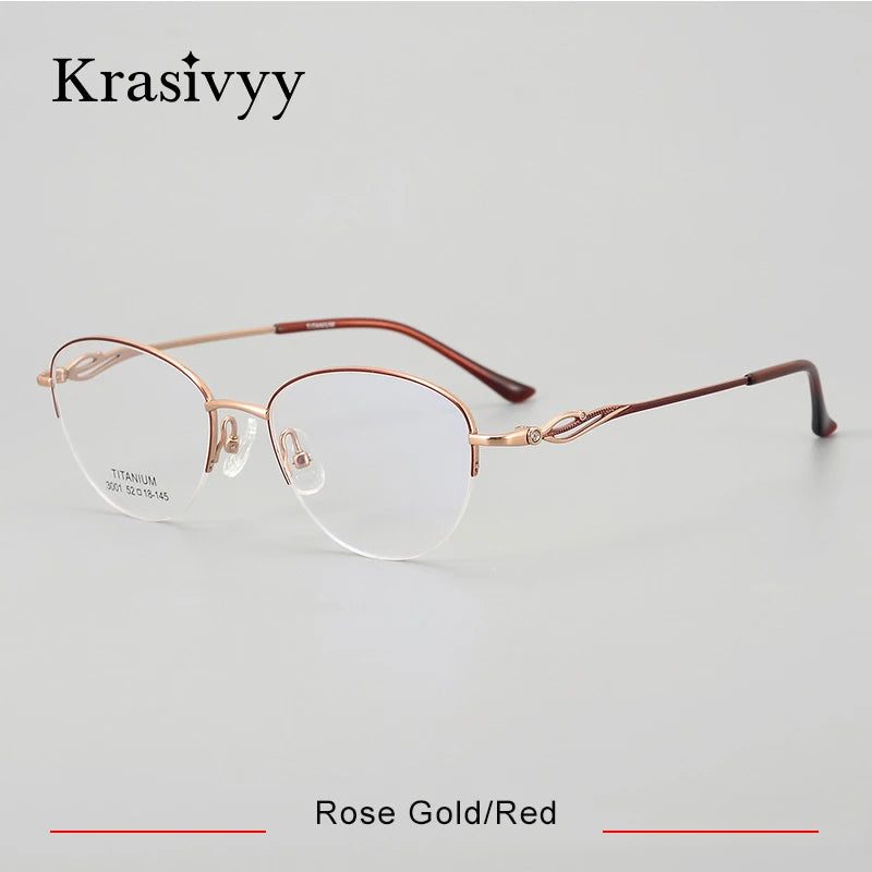 Krasivyy Unisex Semi Rim Oval Square Titanium Eyeglasses 33001
