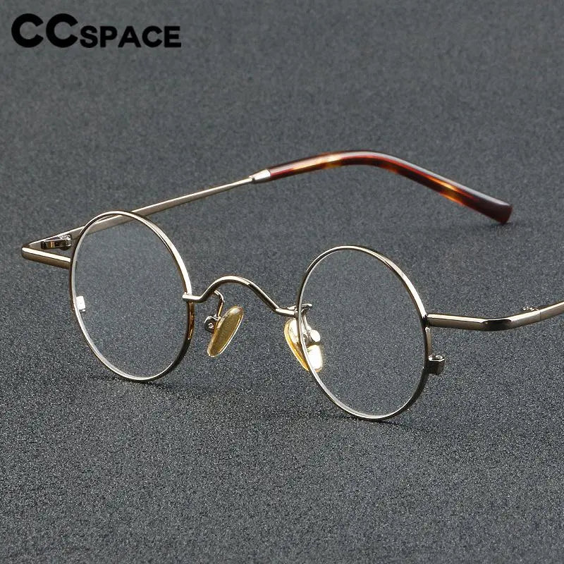 CCspace Unisex Full Rim Round Titanium Eyeglasses 56948 Full Rim CCspace