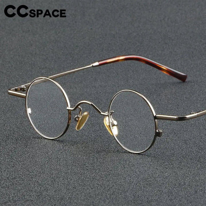 CCspace Unisex Full Rim Round Titanium Eyeglasses 56948 Full Rim CCspace