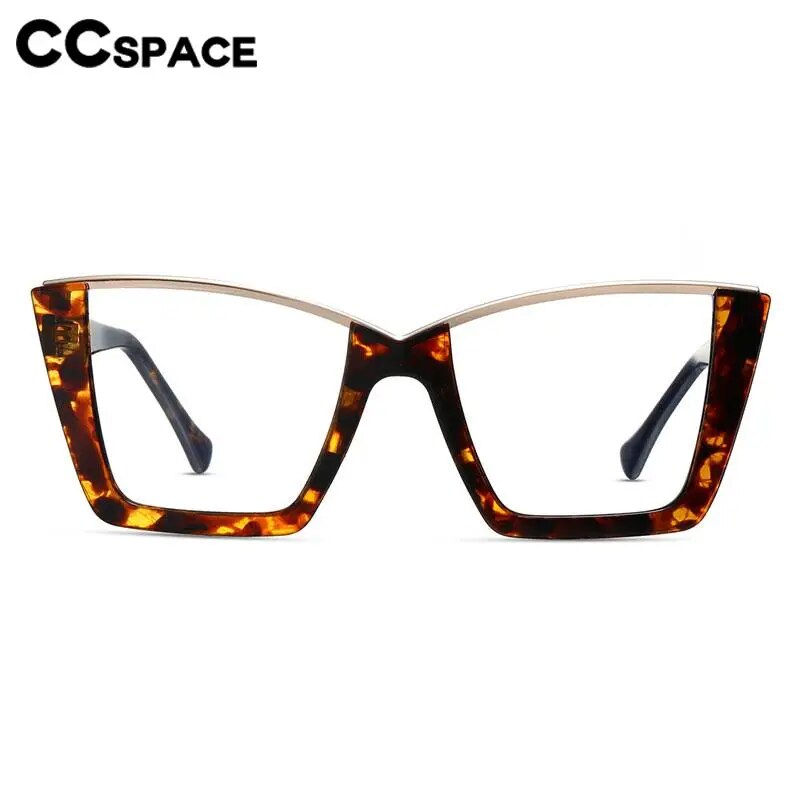CCspace Women's Semi Rim Square Tr 90 Titanium Eyeglasses 57014 Semi Rim CCspace