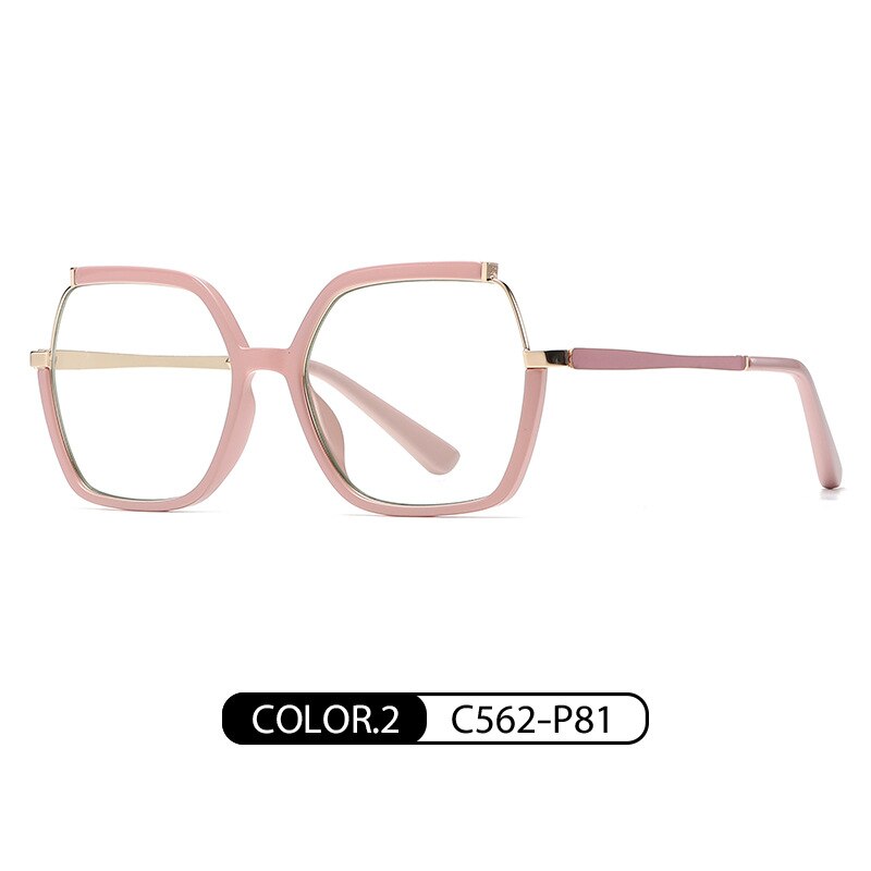 CCspace Women's Semi Rim Square Tr 90 Titanium Eyeglasses 56716 Semi Rim CCspace C2Pink