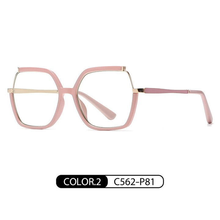 CCspace Women's Semi Rim Square Tr 90 Titanium Eyeglasses 56716 Semi Rim CCspace C2Pink