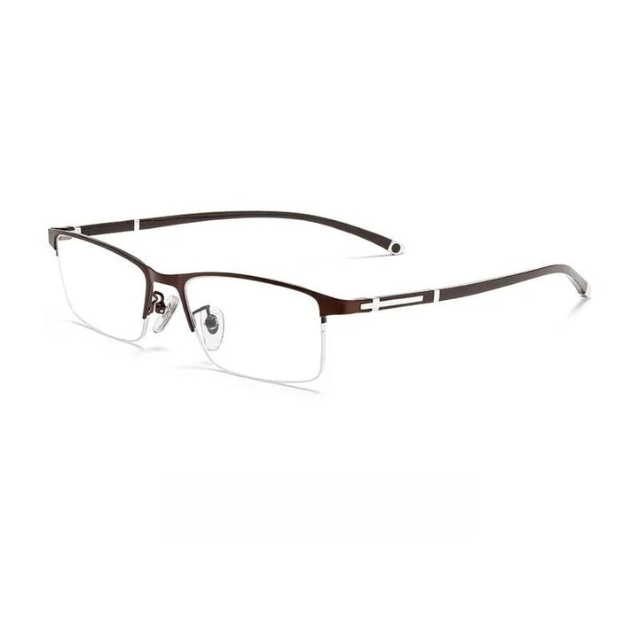 Yimaruili Men's Full Semi Rim Square Alloy Eyeglasses P9211 P9212 Semi Rim Yimaruili Eyeglasses P9211 Coffee