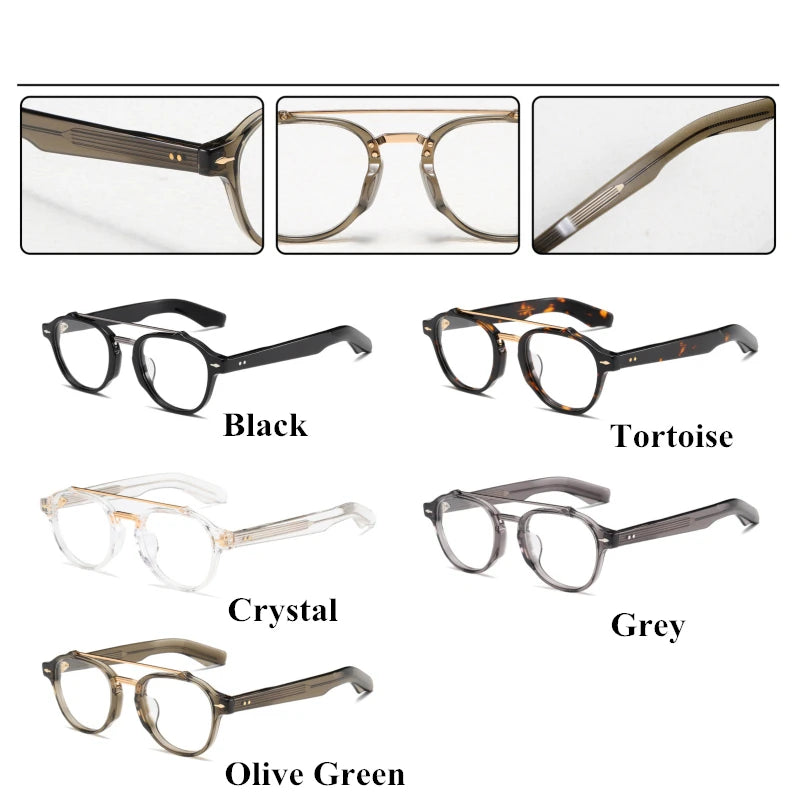 Black Mask Unisex Full Rim Oval Double Bridge Acetate Eyeglasses 63468