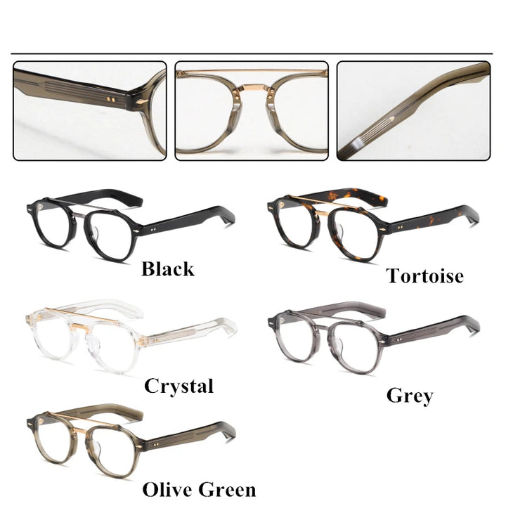 Black Mask Unisex Full Rim Oval Double Bridge Acetate Eyeglasses 63468