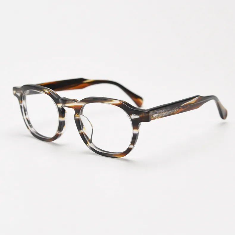 CCspace Unisex Full Rim Square Acetate Eyeglasses 56839 Full Rim CCspace C5Stripe