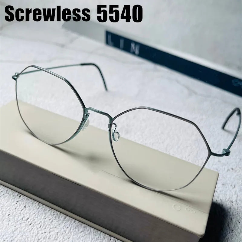 Aimee Unisex Full Rim Flat Top Polygon Titanium Eyeglasses 55740