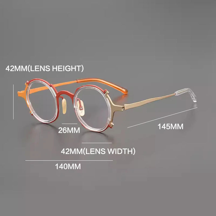 Gatenac Unisex Full Rim Round Titanium Eyeglasses Gxyj1213 Full Rim Gatenac