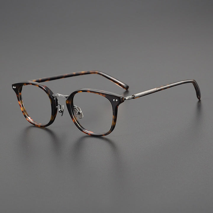 Gatenac Unisex Full Rim Square Acetate Eyeglasses Gxyj1088 Full Rim Gatenac Tortoiseshell Gun