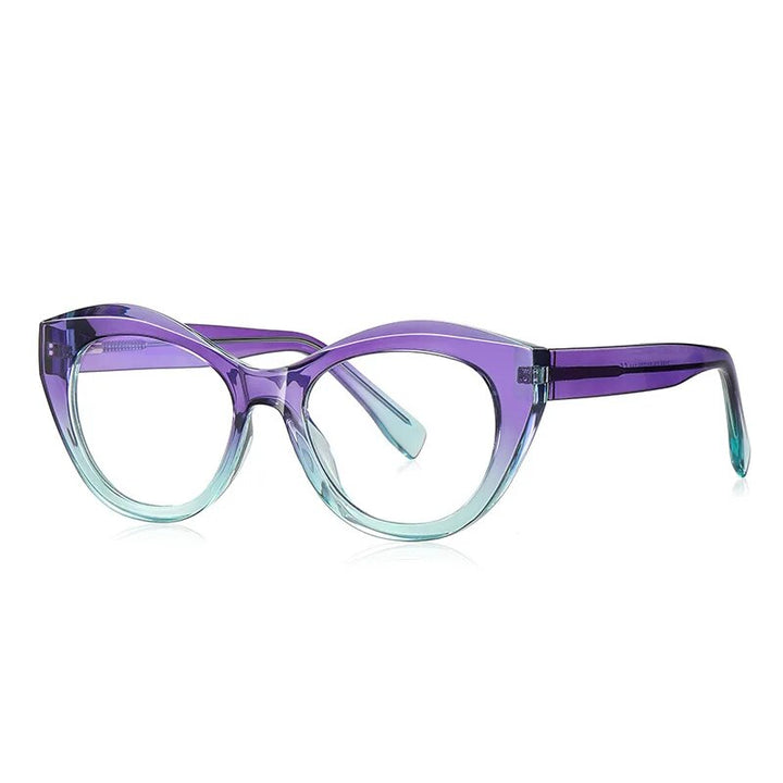 CCspace Unisex Full Rim Cat Eye Tr 90 Titanium Eyeglasses 57035 Full Rim CCspace C6Purple