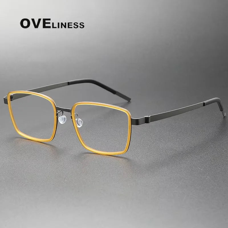 Oveliness Unisex Full Rim Square Acetate Titanium Eyeglasses 29754