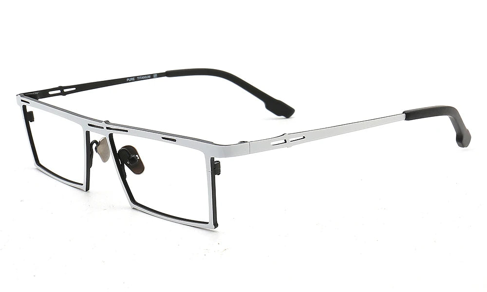 Muzz Unisex Full Rim Small Square Brow Line Titanium Eyeglasses T7760 Full Rim Muzz C1