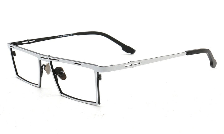 Muzz Unisex Full Rim Small Square Brow Line Titanium Eyeglasses T7760 Full Rim Muzz C1