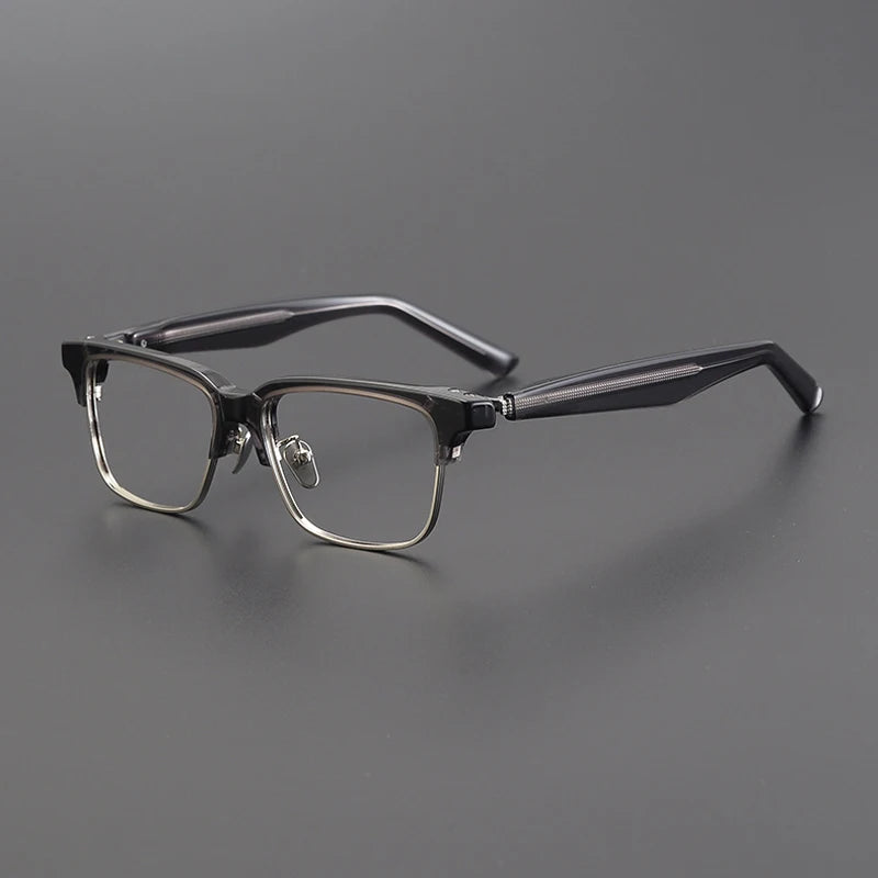 Gatenac Unisex Full Rim Square Acetate Eyeglasses Gxyj1191 Full Rim Gatenac Gray