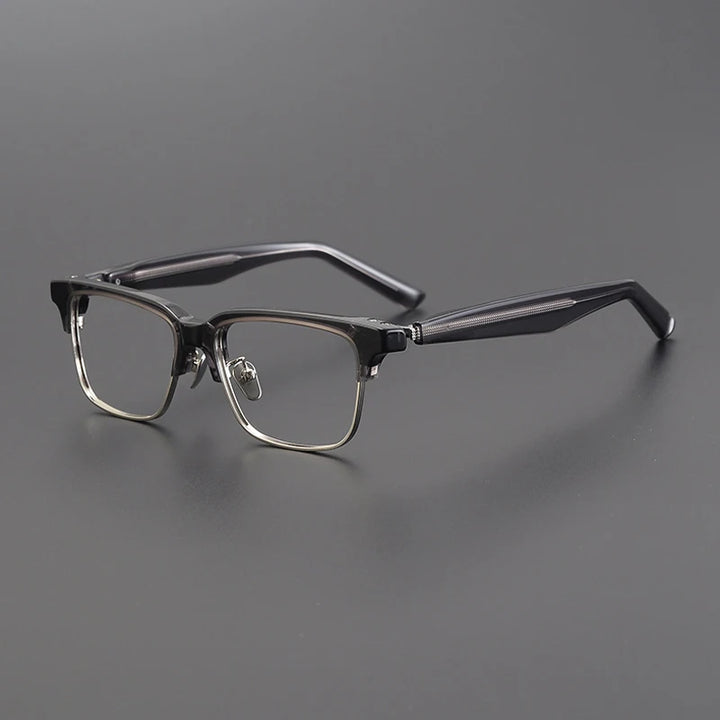 Gatenac Unisex Full Rim Square Acetate Eyeglasses Gxyj1191 Full Rim Gatenac Gray