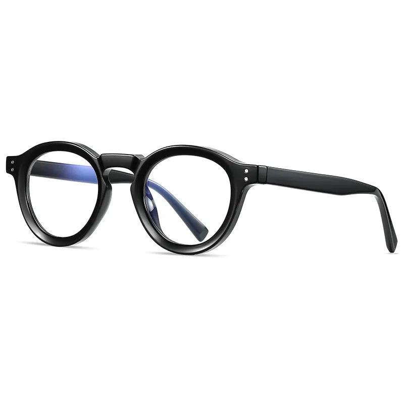 Kocolior Unisex Full Rim Round Acetate Hyperopic Reading Glasses 2090 Reading Glasses Kocolior Black China 0