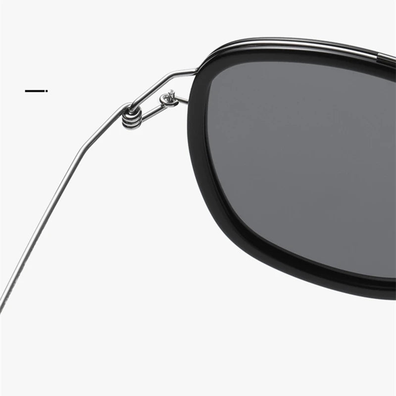 Black Mask Unisex Full Rim Square Double Bridge Titanium Sunglasses 8205 Full Rim Black Mask