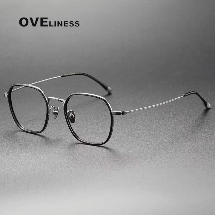 Oveliness Women's Full Rim Polygon Square Acetate Titanium Eyeglasses 98505
