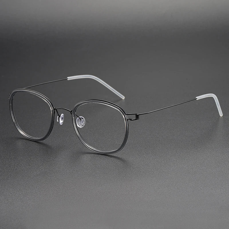 Black Mask Women's Full Rim Oval Screwless Titanium Acetate Eyeglasses 6611 Full Rim Black Mask Gray