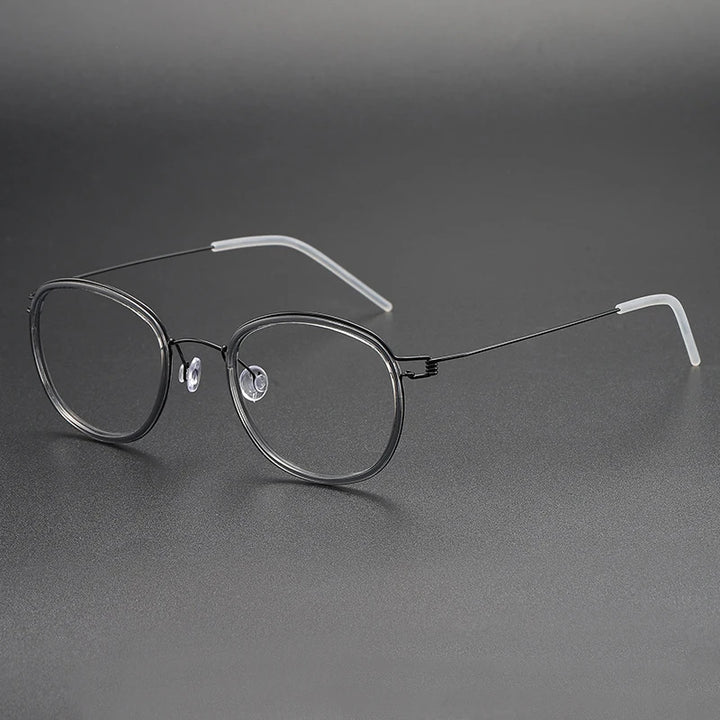 Black Mask Women's Full Rim Oval Screwless Titanium Acetate Eyeglasses 6611 Full Rim Black Mask Gray