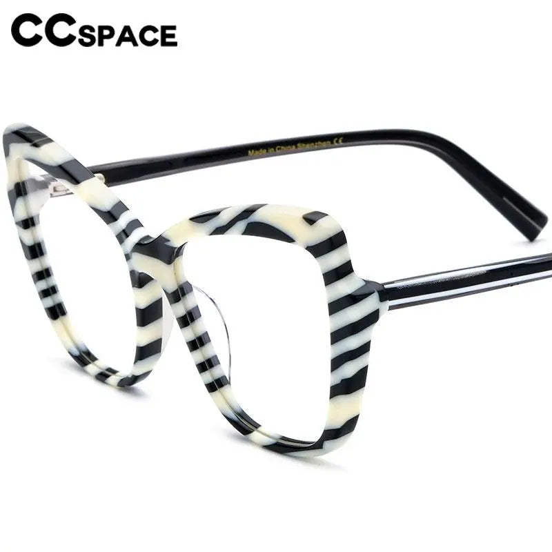 CCspace Unisex Full Rim Square Cat Eye Acetate Eyeglasses 56928 Full Rim CCspace