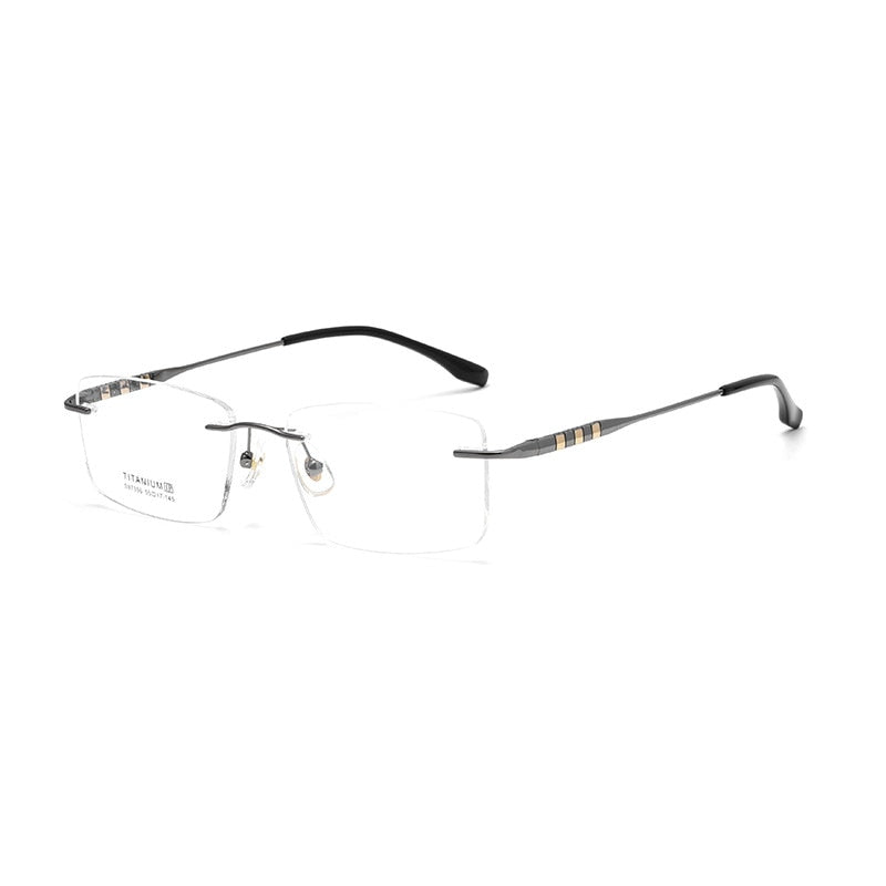 Yimaruili Men's Rimless Square Titanium Eyeglasses S97356wk Rimless Yimaruili Eyeglasses Gun  