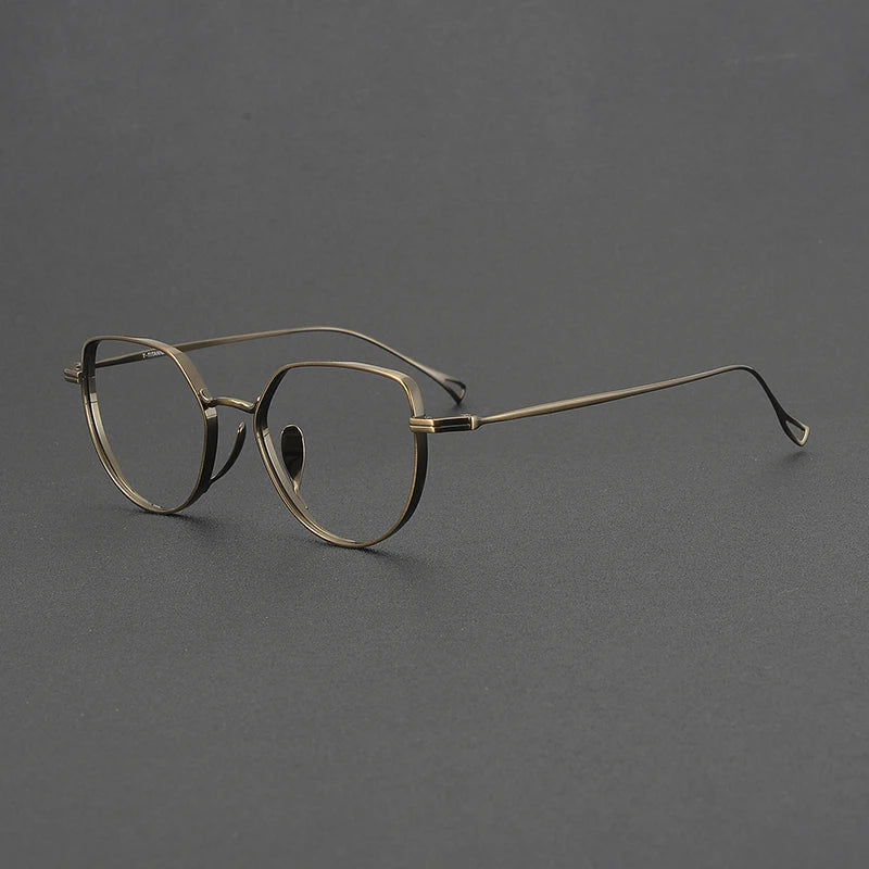 Muzz Unisex Full Rim Flat Top Round Titanium Eyeglasses 73002