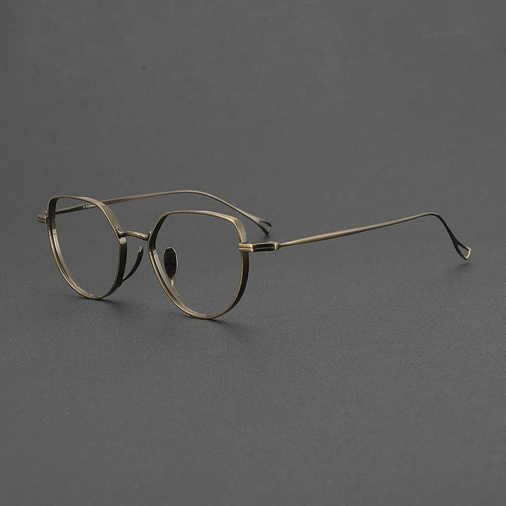 Muzz Unisex Full Rim Flat Top Round Titanium Eyeglasses 73002