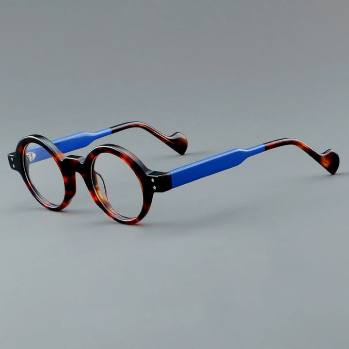 CCspace Unisex Full Rim Round Acetate Eyeglasses 57257 Full Rim CCspace C2Blue