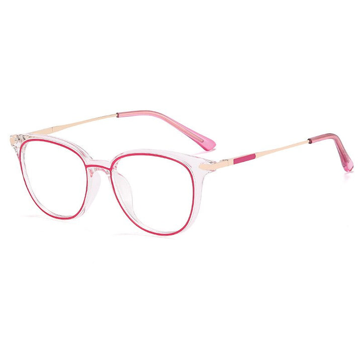 CCspace Unisex Girl's Full Rim Square Tr 90 Titanium Eyeglasses 56756 Full Rim CCspace C6RedClear