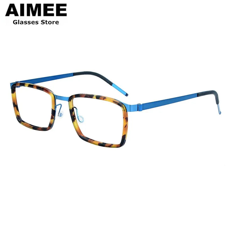 Aimee Unisex Full Rim Square Screwless Titanium Eyeglasses 49711