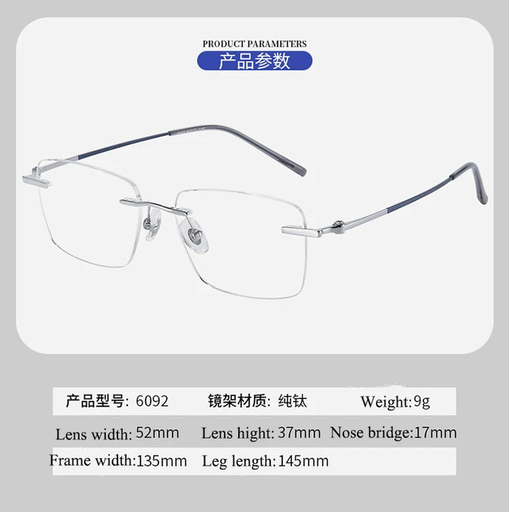 Bclear Women's Rimless Polygon Square Titanium Eyeglasses 60924