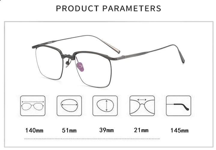 Black Mask Men's Full Rim Square Brow Line Titanium Eyeglasses 63145