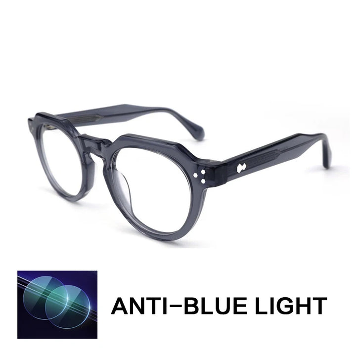 Gatenac Unisex Full Rim Flat Top Round Acetate Reading Glasses Gx62207