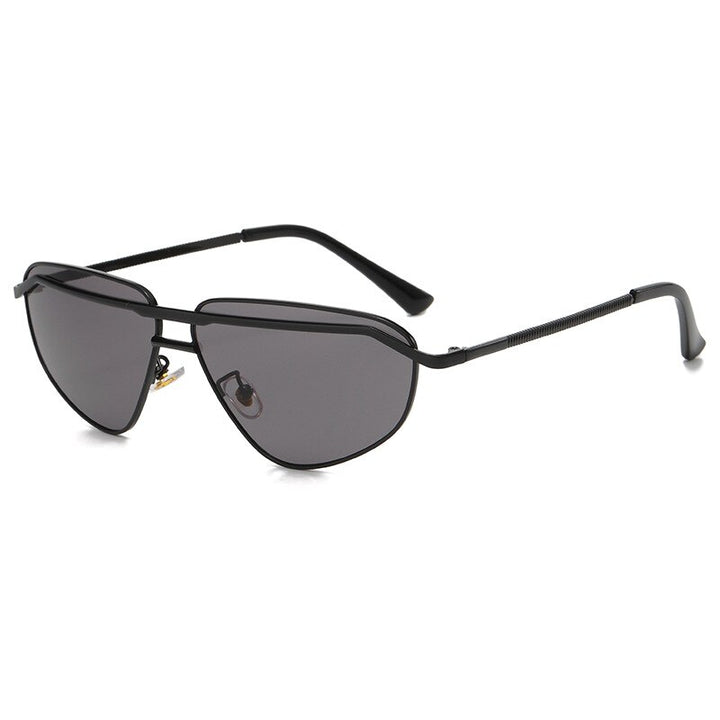 CCspace Unisex Full Rim Irregular Triangle Double Bridge Alloy UV400 Sunglasses 56348 Sunglasses CCspace Sunglasses C1Black