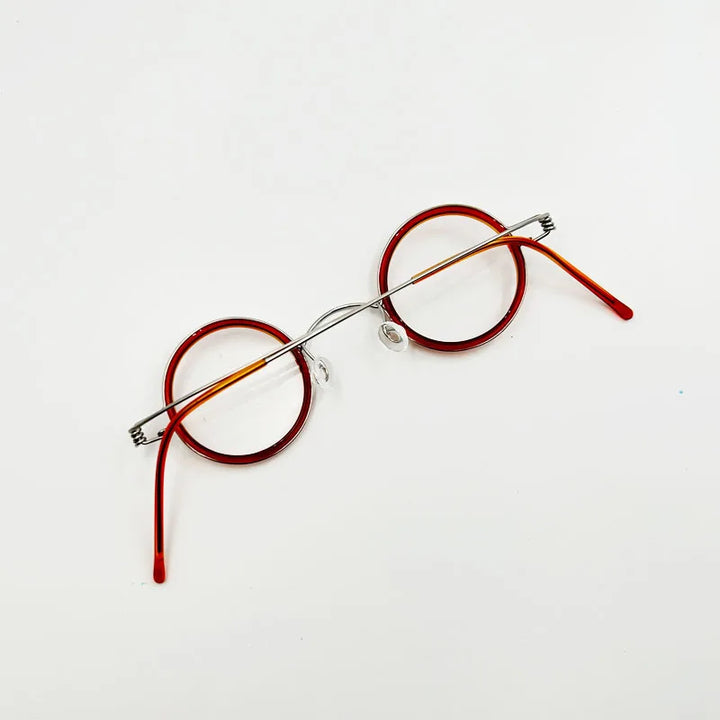 Yujo Unisex Full Rim Round Stainless Steel Acetate Custom Eyeglasses Y3434 Full Rim Yujo