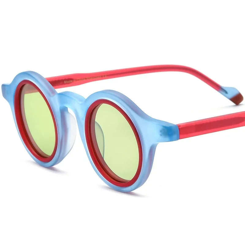 Nobler Women's Full Rim Round Frosted Acetate Polarized Sunglasses 9267 Sunglasses Nobler C1