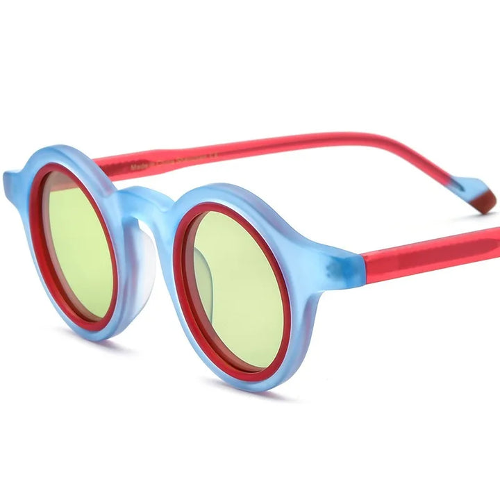 Nobler Women's Full Rim Round Frosted Acetate Polarized Sunglasses 9267 Sunglasses Nobler C1