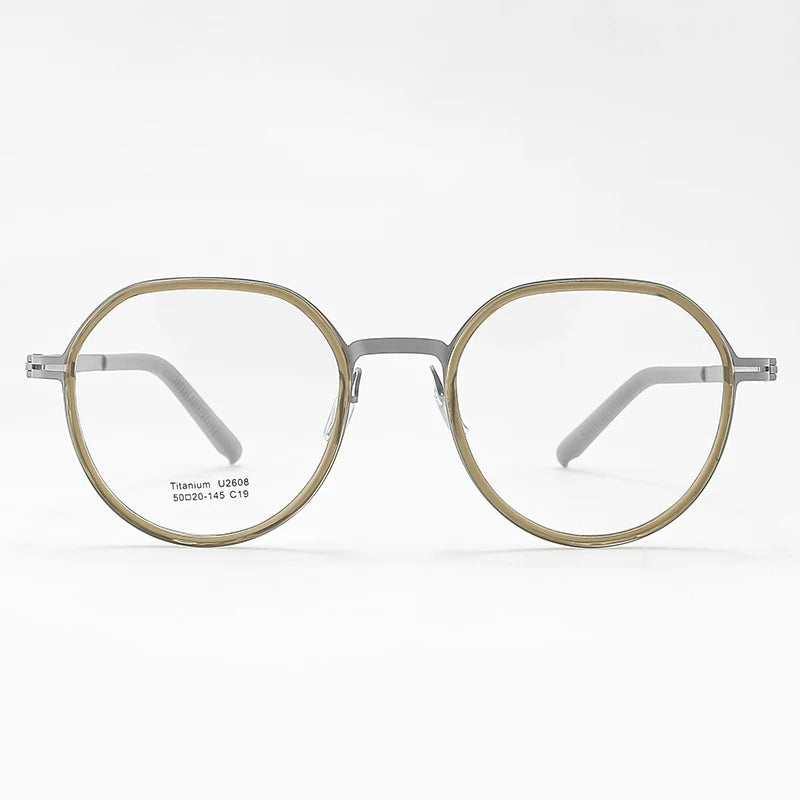 Reven Jate Unisex Full Rim Round Titanium Eyeglasses 2608 Full Rim Reven Jate