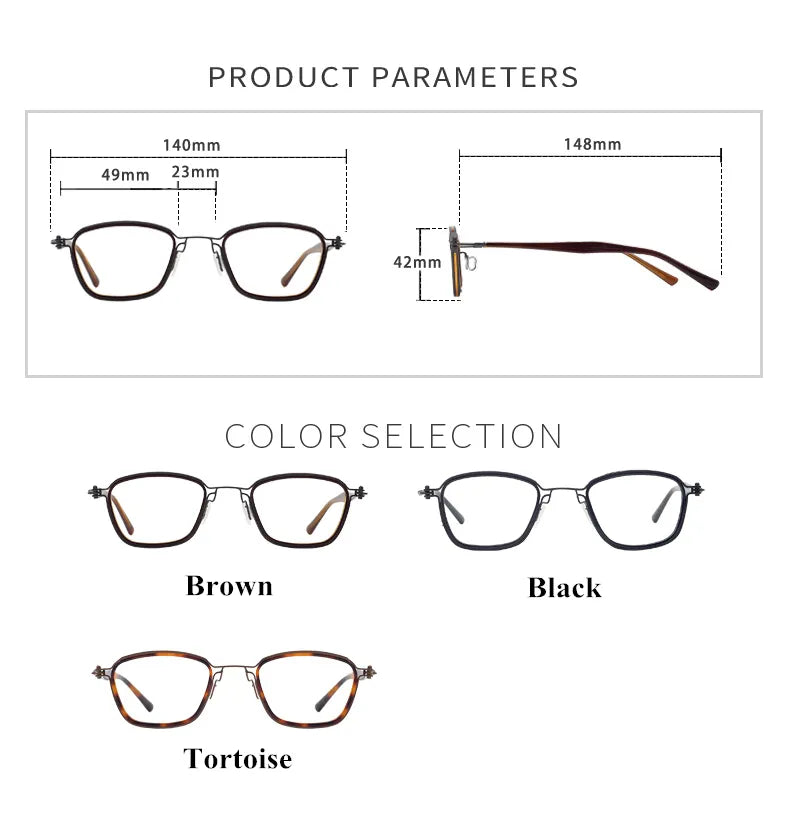 Black Mask Unisex Full Rim Square Titanium Acetate Eyeglasses Sc19 Full Rim Black Mask
