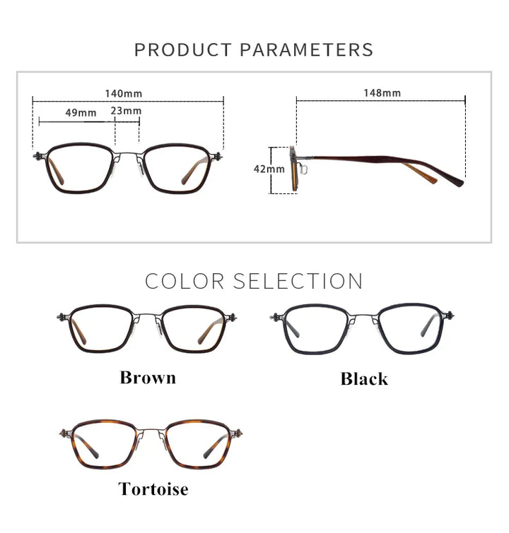 Black Mask Unisex Full Rim Square Titanium Acetate Eyeglasses Sc19 Full Rim Black Mask