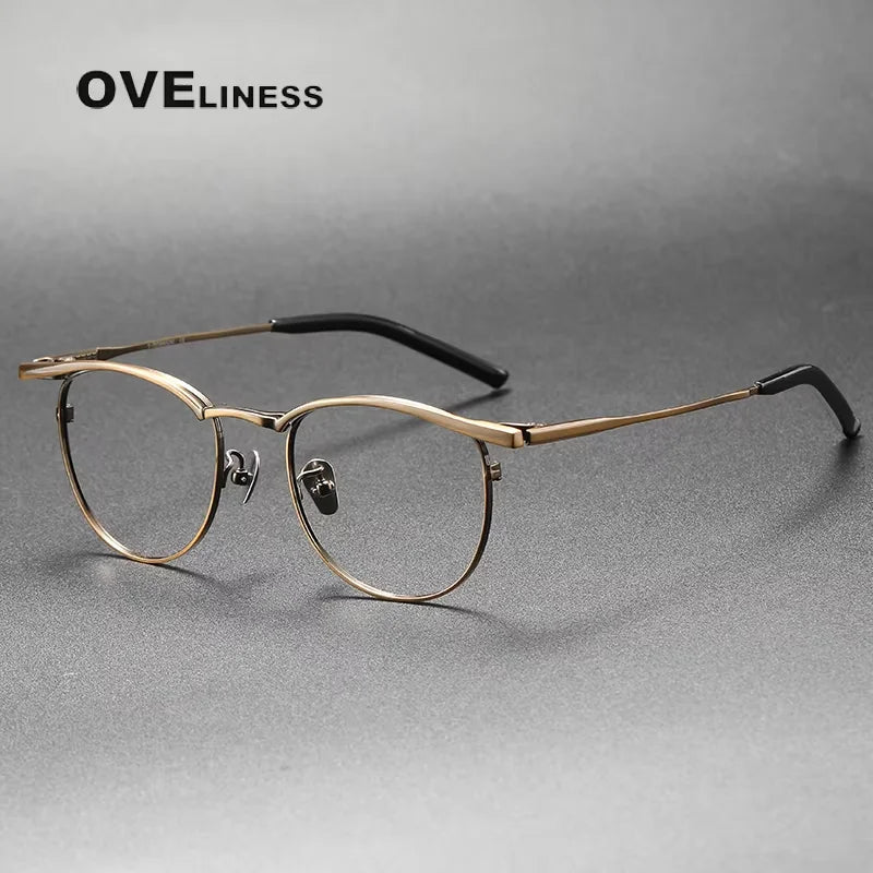 Oveliness Women's Full Rim Square Acetate Titanium Eyeglasses 71550 Full Rim Oveliness bronze