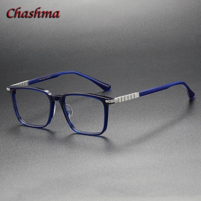 Chashma Ochki Unisex Full Rim Square Acetate Eyeglasses 9630 Full Rim Chashma Ochki Blue