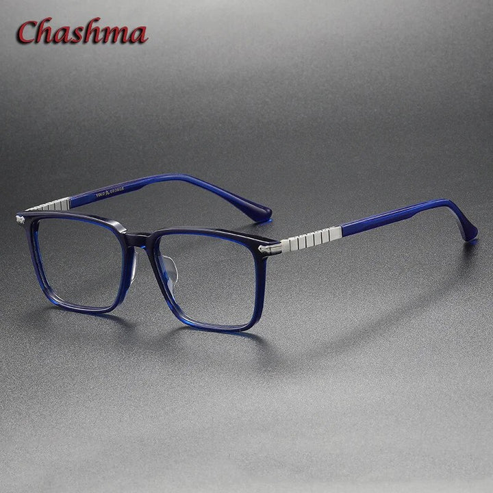 Chashma Ochki Unisex Full Rim Square Acetate Eyeglasses 9630 Full Rim Chashma Ochki Blue  