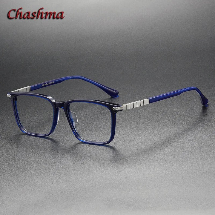 Chashma Ochki Unisex Full Rim Square Acetate Eyeglasses 9630 Full Rim Chashma Ochki Blue