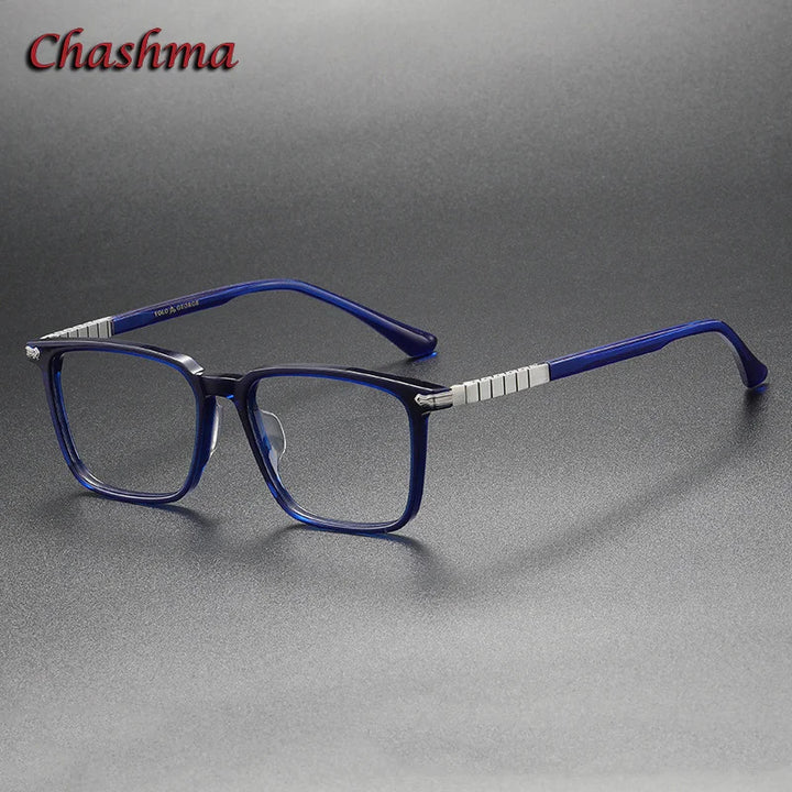 Chashma Ochki Unisex Full Rim Square Acetate Titanium Eyeglasses 29630