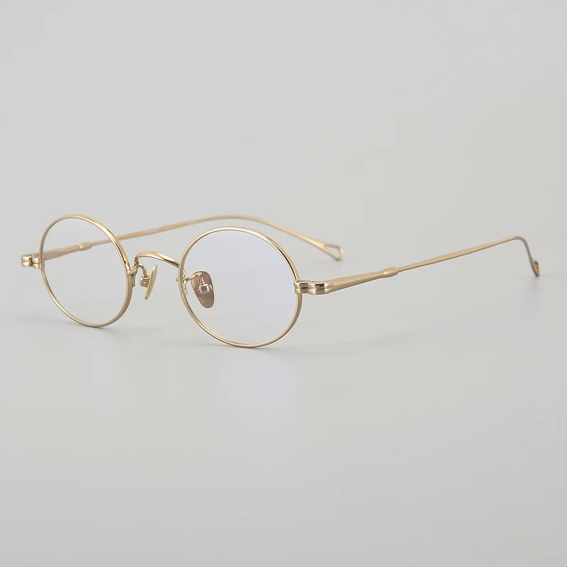 Muzz Unisex Full Rim Small Round Titanium Eyeglasses Mu01 Full Rim Muzz Gold