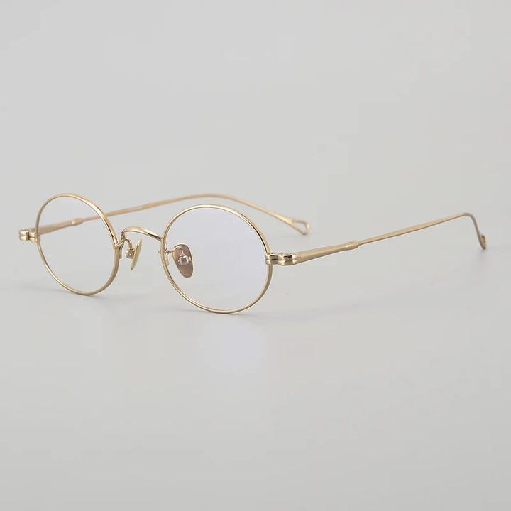 Muzz Unisex Full Rim Small Round Titanium Eyeglasses Mu01 Full Rim Muzz Gold